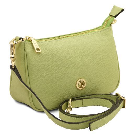 Leather clutch Tuscany Leather Parfait, Lime Green