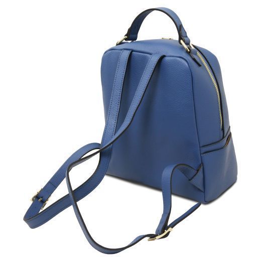 Soft leather backpack Tuscany Leather Prisma, Denim
