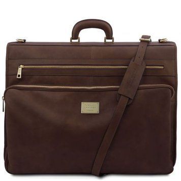 Garment leather bag Tuscany Leather Papeete, Dark Brown