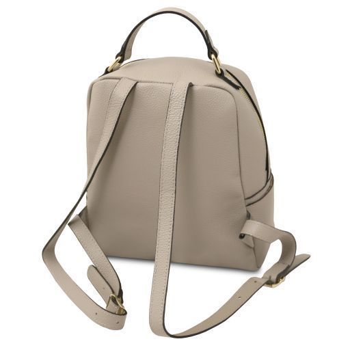 Soft leather backpack Tuscany Leather Prisma, Light Taupe
