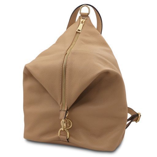 Soft leather backpack Tuscany Leather Dublin, Caramel