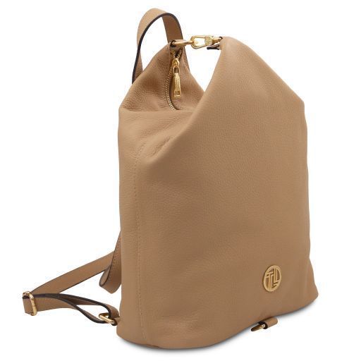 Soft leather backpack Tuscany Leather Dublin, Caramel