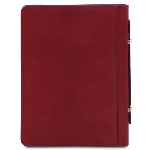 Leather document case with handle and ring binder Tuscany Leather Cesare, Red
