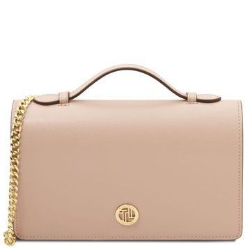 Leather clutch with chain strap Tuscany Leather Opera, Nude