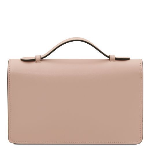 Leather clutch with chain strap Tuscany Leather Opera, Nude