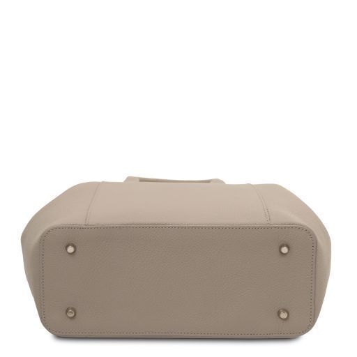 Leather handbag Tuscany Leather Tulipan, Light Taupe