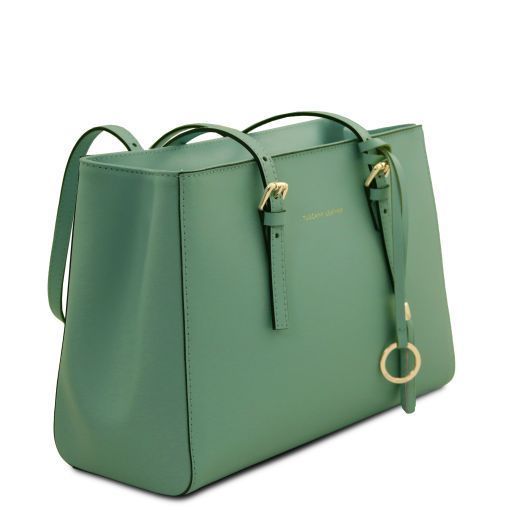 Leather shoulder bag Tuscany Leather TL Bag, Mint Green