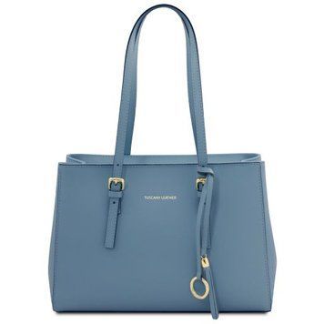 Leather shoulder bag Tuscany Leather TL Bag, Denim