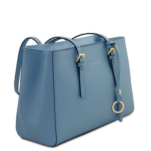 Leather shoulder bag Tuscany Leather TL Bag, Denim