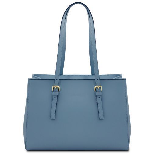 Leather shoulder bag Tuscany Leather TL Bag, Denim