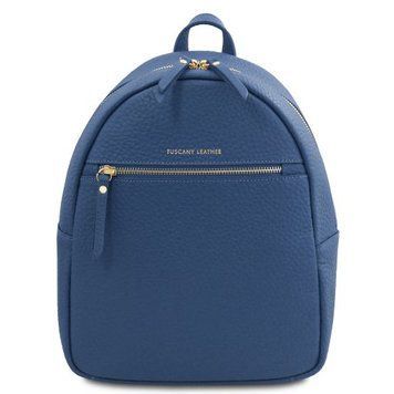 Leather backpack Tuscany Leather Arco, Denim