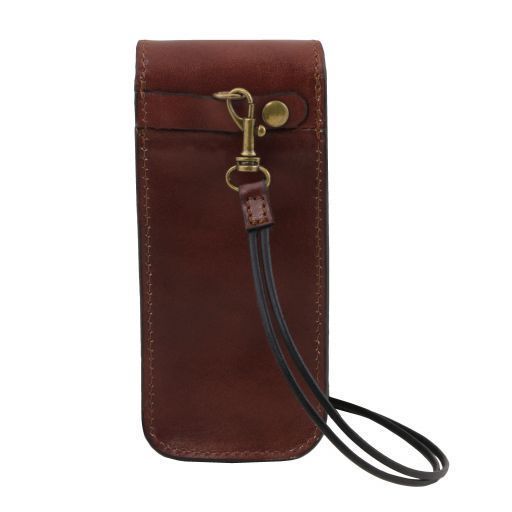 Exclusive leather crossbody case for glasses Tuscany Leather, Brown