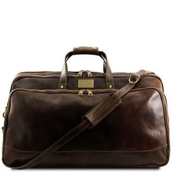 Trolley leather bag - Large size Tuscany Leather Bora Bora, Dark Brown