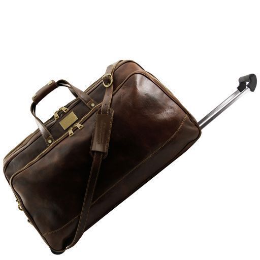 Trolley leather bag - Large size Tuscany Leather Bora Bora, Dark Brown