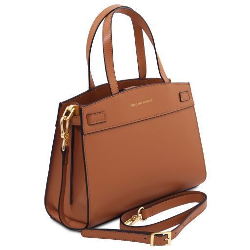 Leather handbag Tuscany Leather Musa, Cognac