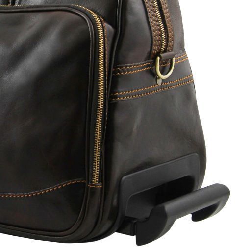 Trolley leather bag - Large size Tuscany Leather Bora Bora, Dark Brown