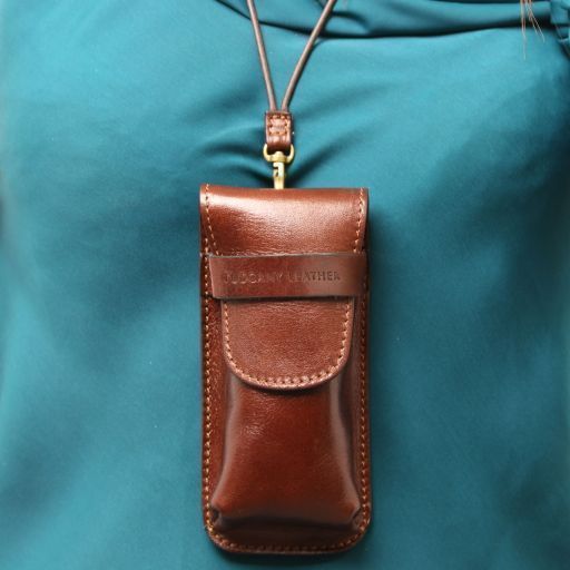 Exclusive leather crossbody case for glasses Tuscany Leather, Red