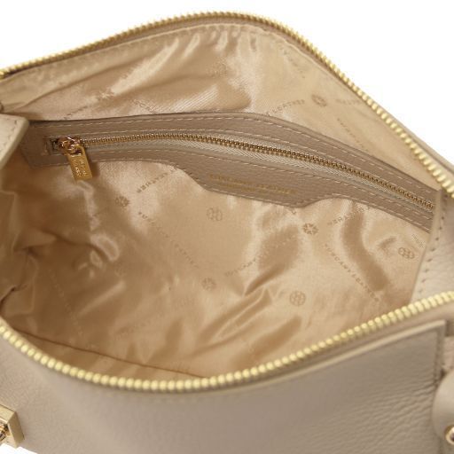 Soft leather duffle bag Tuscany Leather Praline, Light Taupe