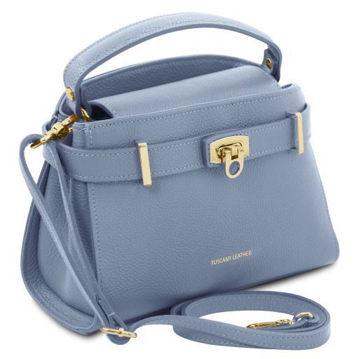 Leather tote Tuscany Leather Maisy, Light blue