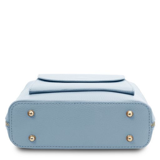 Small leather backpack for women Tuscany Leather TL Bag, Light blue