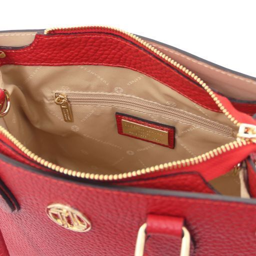 Leather handbag Tuscany Leather Dama, Lipstick Red