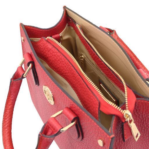 Leather handbag Tuscany Leather Dama, Lipstick Red