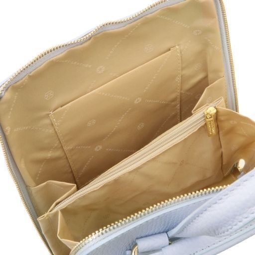 Small leather backpack for women Tuscany Leather TL Bag, Light blue