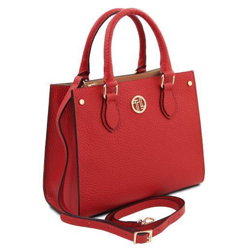 Leather handbag Tuscany Leather Dama, Lipstick Red
