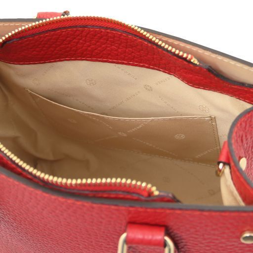 Leather handbag Tuscany Leather Dama, Lipstick Red