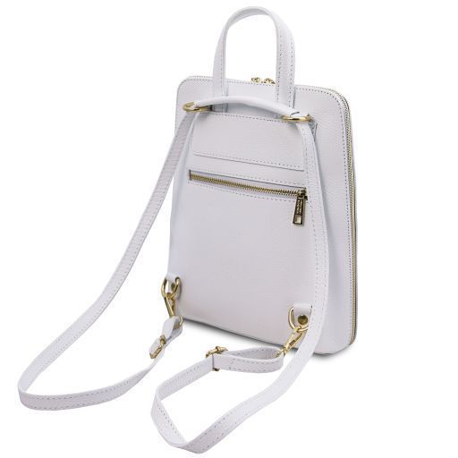 Small leather backpack for women Tuscany Leather TL Bag, White