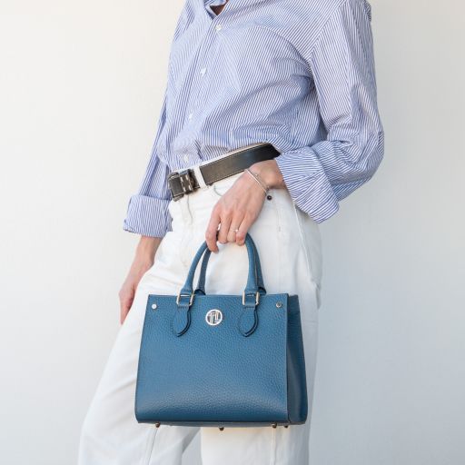 Leather handbag Tuscany Leather Dama, Denim