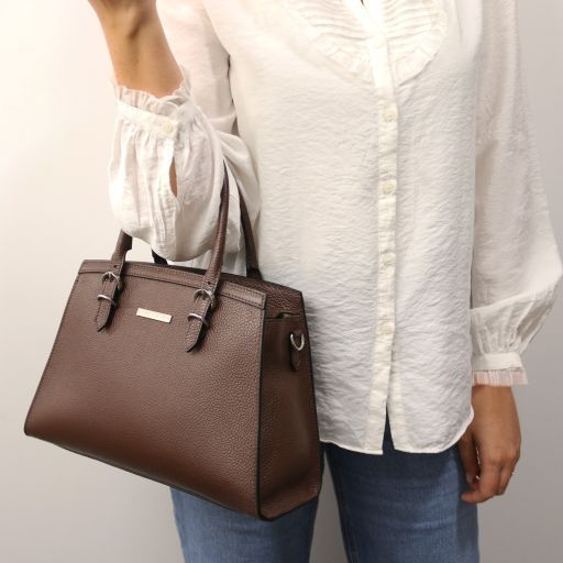 Leather handbag Tuscany Leather TL Bag, Denim