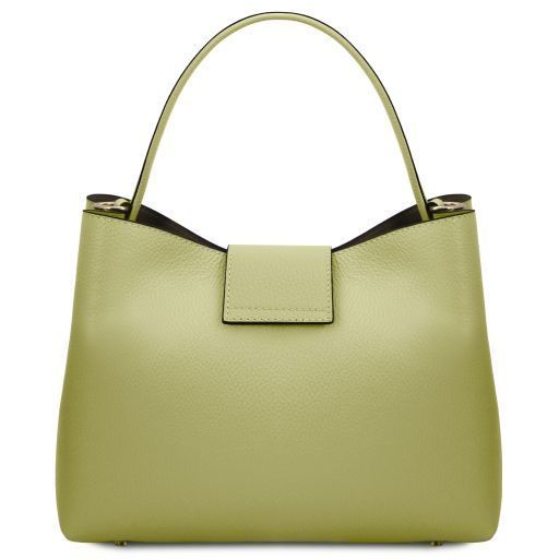Leather secchiello bag Tuscany Leather Clio, Lime Green