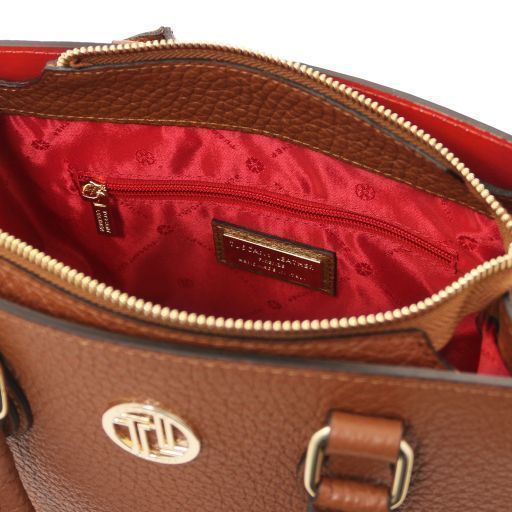 Leather handbag Tuscany Leather Dama, Cognac