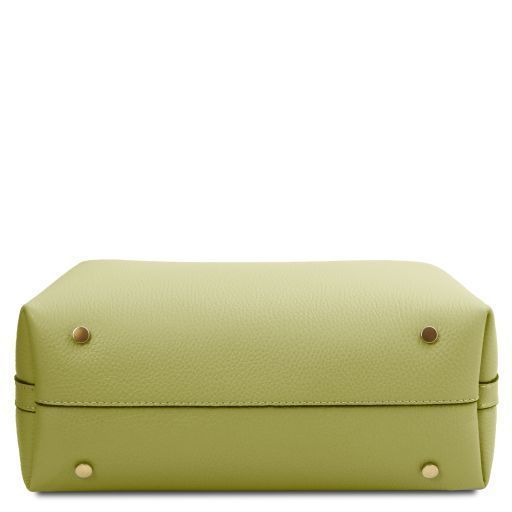 Leather secchiello bag Tuscany Leather Clio, Lime Green