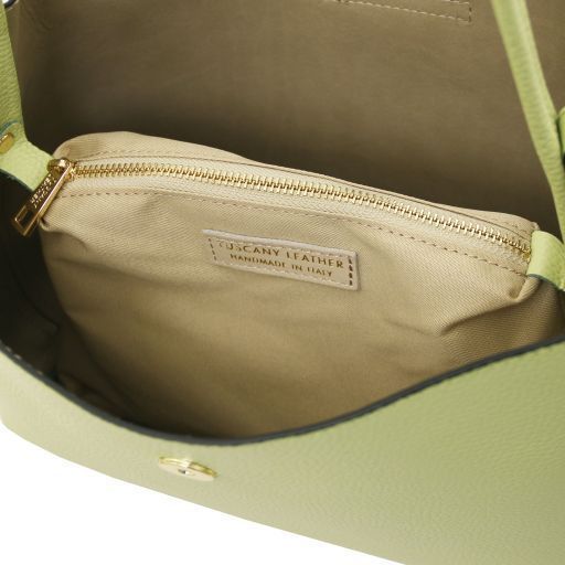 Leather secchiello bag Tuscany Leather Clio, Lime Green