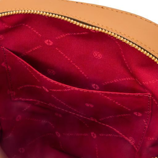 Woven printed leather backpack Tuscany Leather Dedalo, Cognac