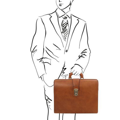 Leather Doctor bag briefcase 3 compartments Tuscany Leather Canova
