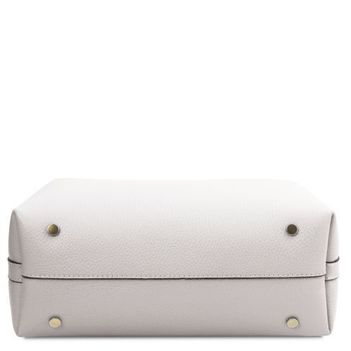 Leather secchiello bag Tuscany Leather Clio, White