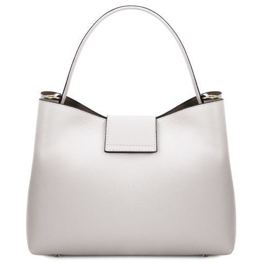 Leather secchiello bag Tuscany Leather Clio, White