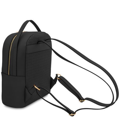 Woven printed leather backpack Tuscany Leather Dedalo, Black