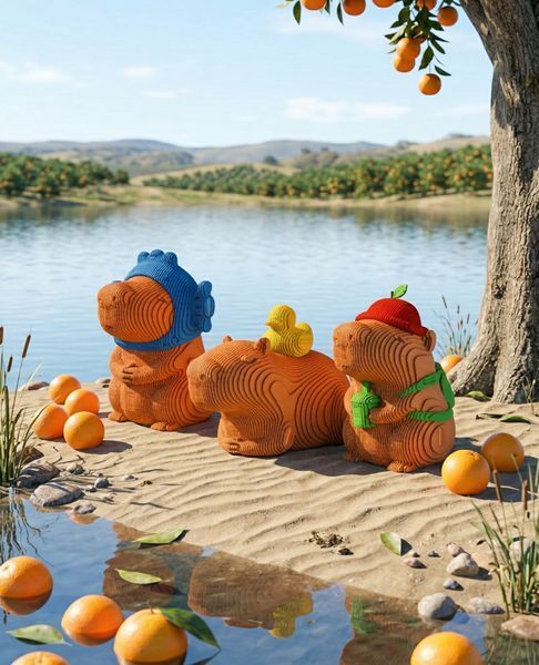 CAPYBARA TRIO 3D Puzzle Cartonic