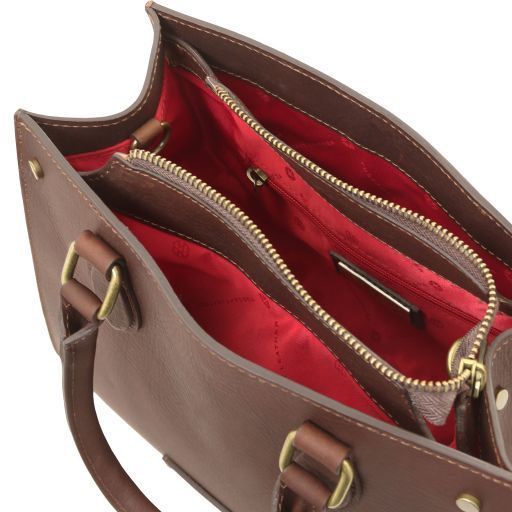 Leather handbag Tuscany Leather Dama, Dark Brown