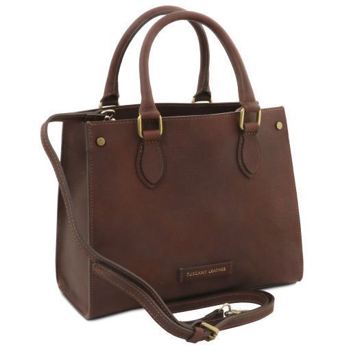 Leather handbag Tuscany Leather Dama, Dark Brown