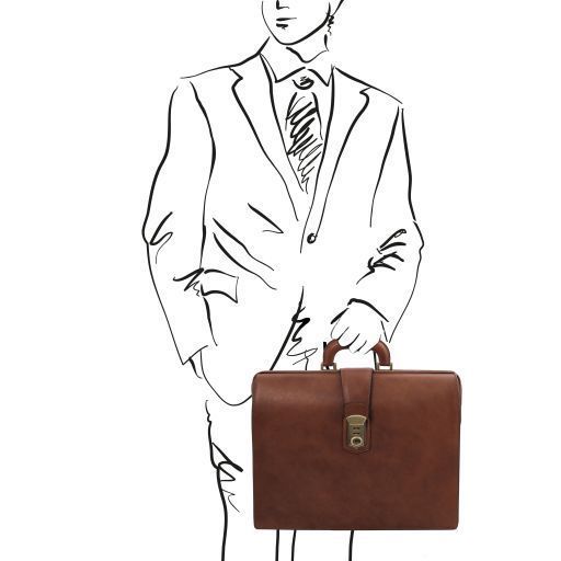 Leather Doctor bag briefcase 3 compartments Tuscany Leather Canova