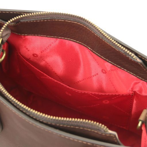 Leather handbag Tuscany Leather Dama, Dark Brown