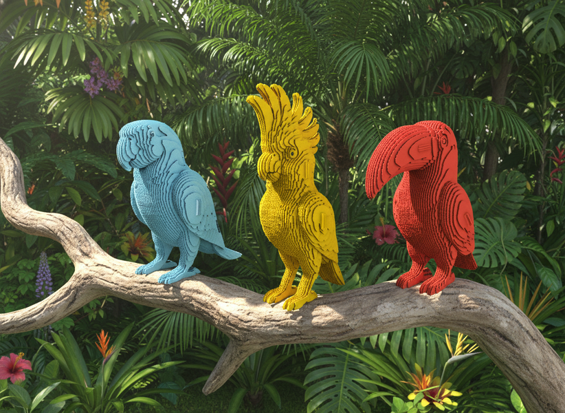 TROPICAL BIRDS TRIO 3D Puzzle Cartonic