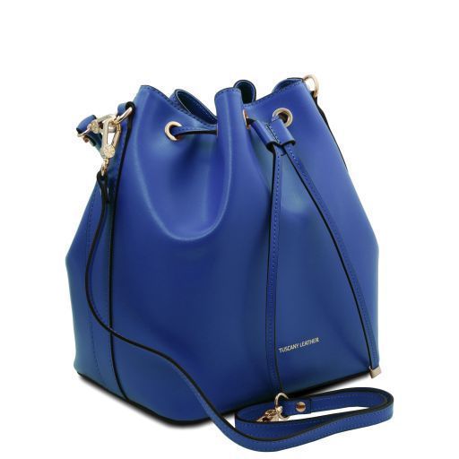Leather bucket bag Tuscany Leather Vittoria, Blue