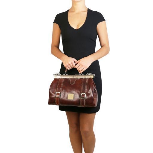 Doctor gladstone leather bag with front straps Tuscany Leather Monalisa