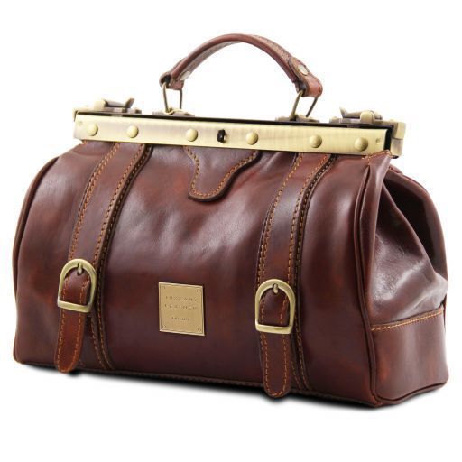 Doctor gladstone leather bag with front straps Tuscany Leather Monalisa